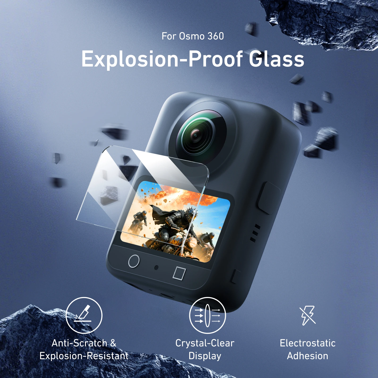 Фото Защитная пленка из закаленного стекла TELESIN HD для объектива DJI OSMO 360, аксессуар для камеры. №1