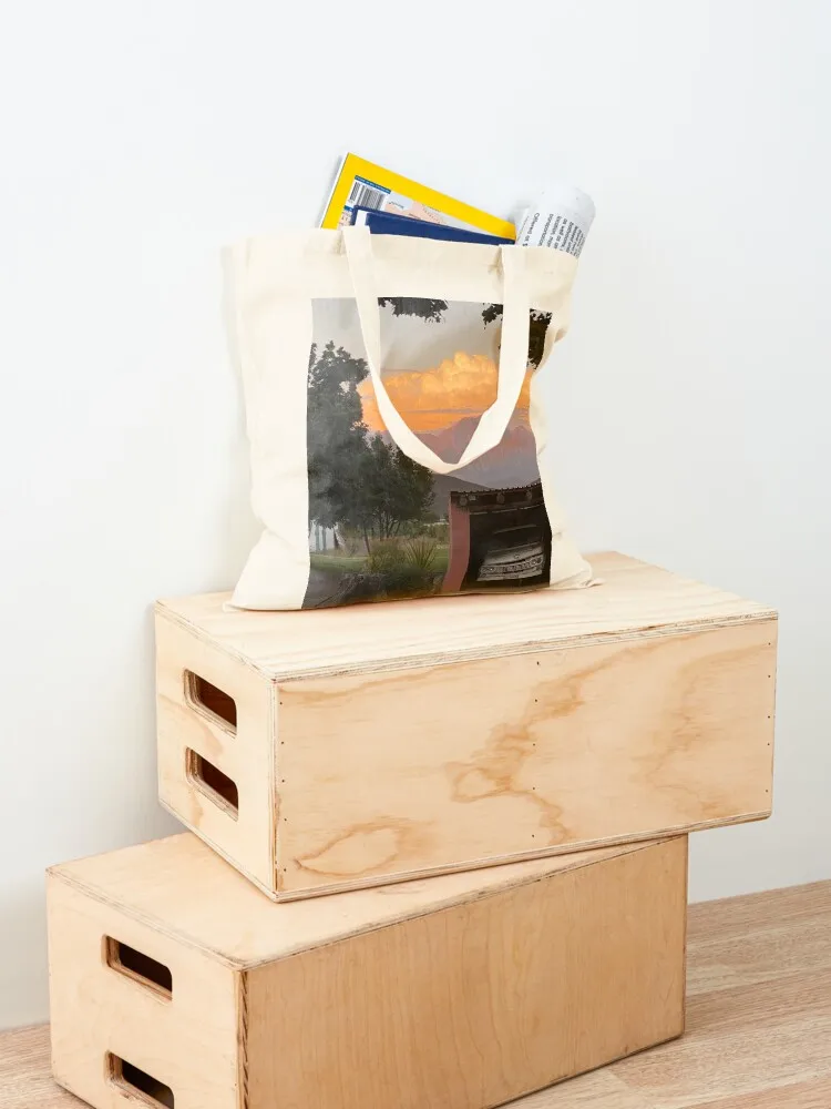 Винтажная большая сумка с закатом на заказ складная для супермаркета холщовая