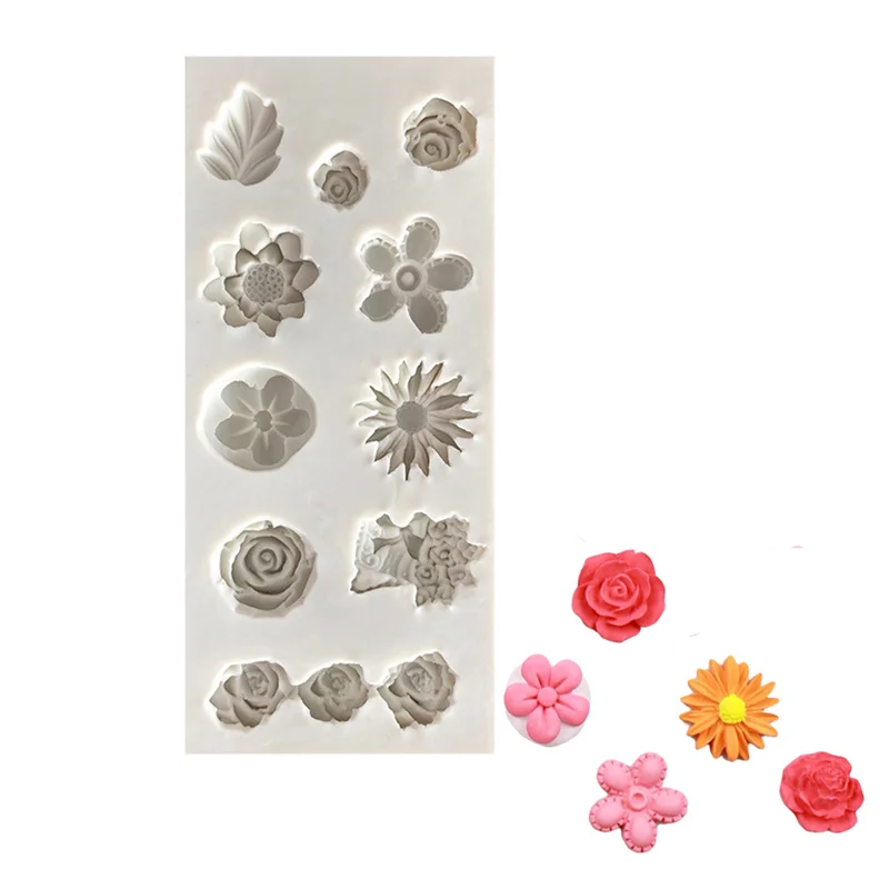 

Small Rose Chrysanthemum Daisy Flower Fondant Cake Silicone Mold Sugarcraft DIY Baking Molds Border Decoration Tools