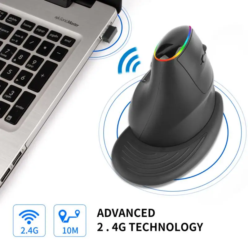 

2.4G Creative Practical Computer Supplies Cool Shark Fin Ergonomic Comfortable Vertical Wireless Mouse Charging USB Receiver