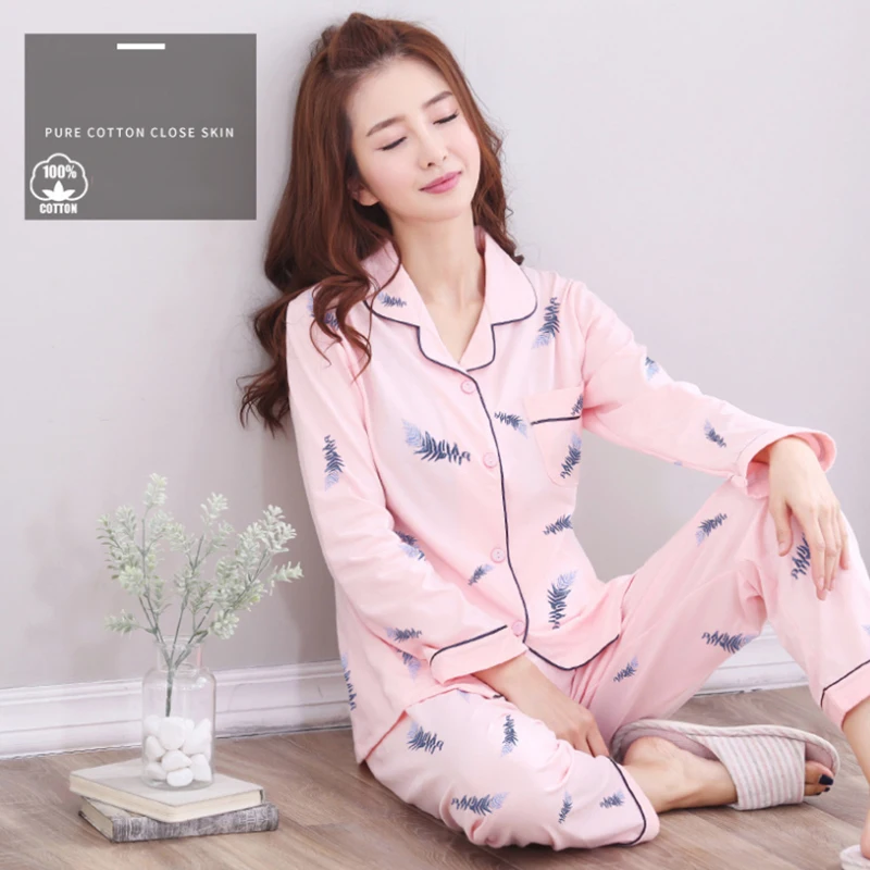 1 Cotton Pajama For Women Winter Soild Pink Pijamas Feminino Warm Sleepwear White PJ 2021 Fashion Pure Cotton Pyjama Femme