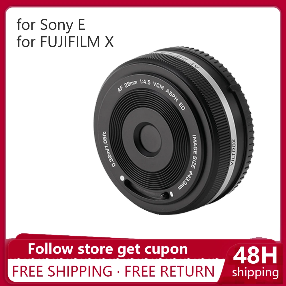 Полнокадровый объектив Viltrox AF 28 мм F4.5 для камер Sony Fujifilm ...