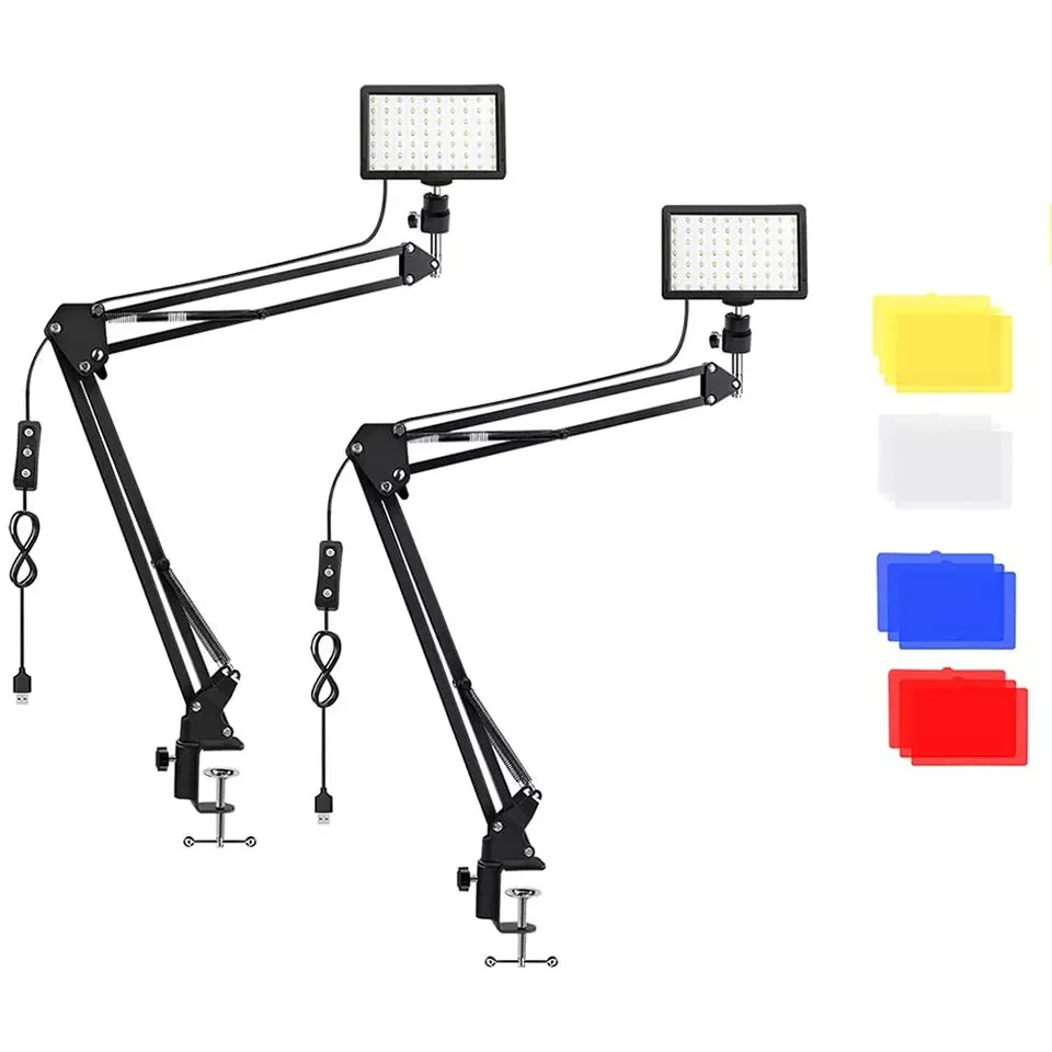 

2 Packs LED Photography Video Light With Scissor Arm Stand Conference Lighting Photo Studio Lamp For Zoom YouTube Live Streaming