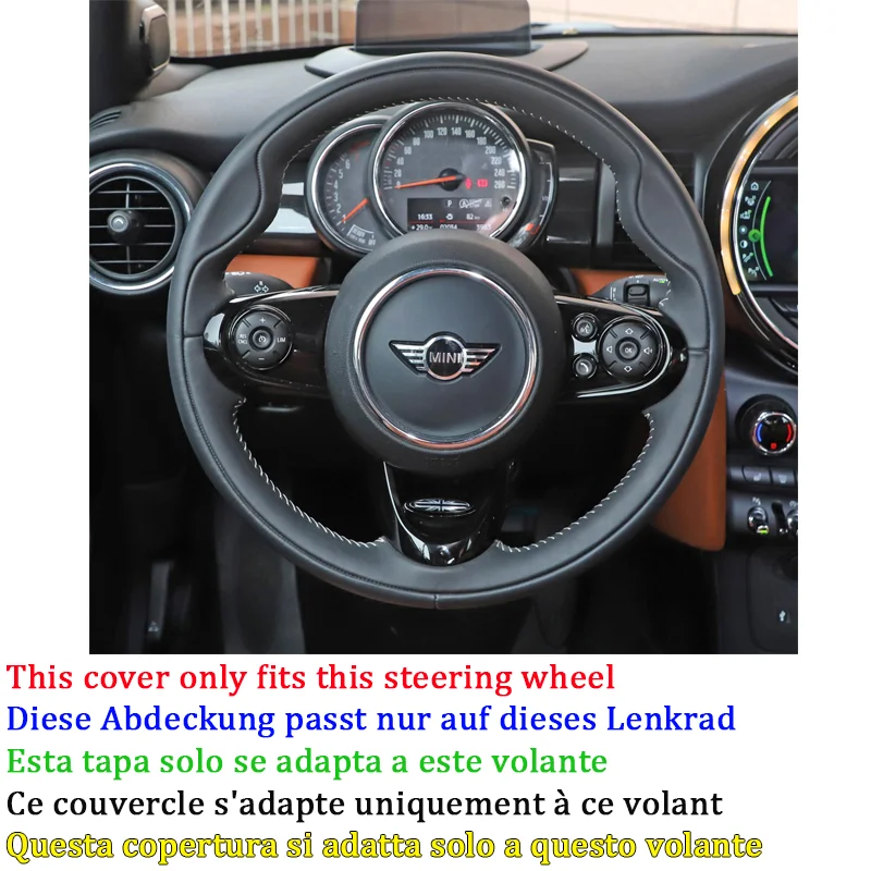 Фото Полностью черный кожаный чехол на руль для MINI JCW F56 Clubman Convertible Countryman 2014-2020 №2