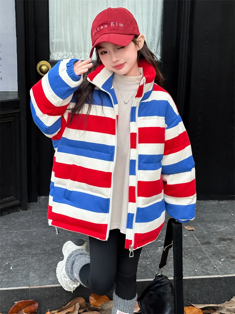 Хлопковая стеганая куртка для девочек Fried Street новинка зимы 2024 детское утолщенное