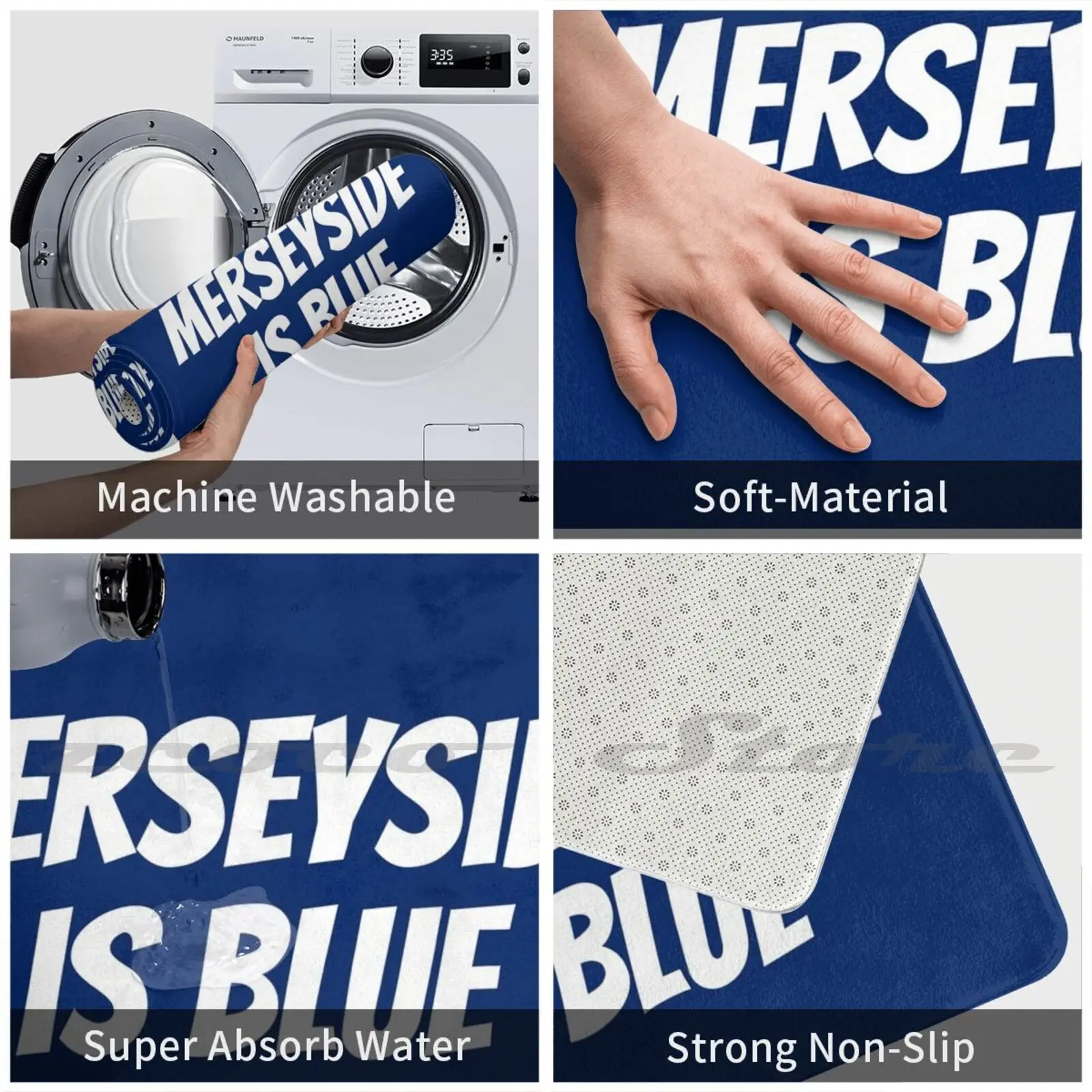 Коврик Everton Merseyside с 3 синими ковриками нескользящий коврик для впитывания воды