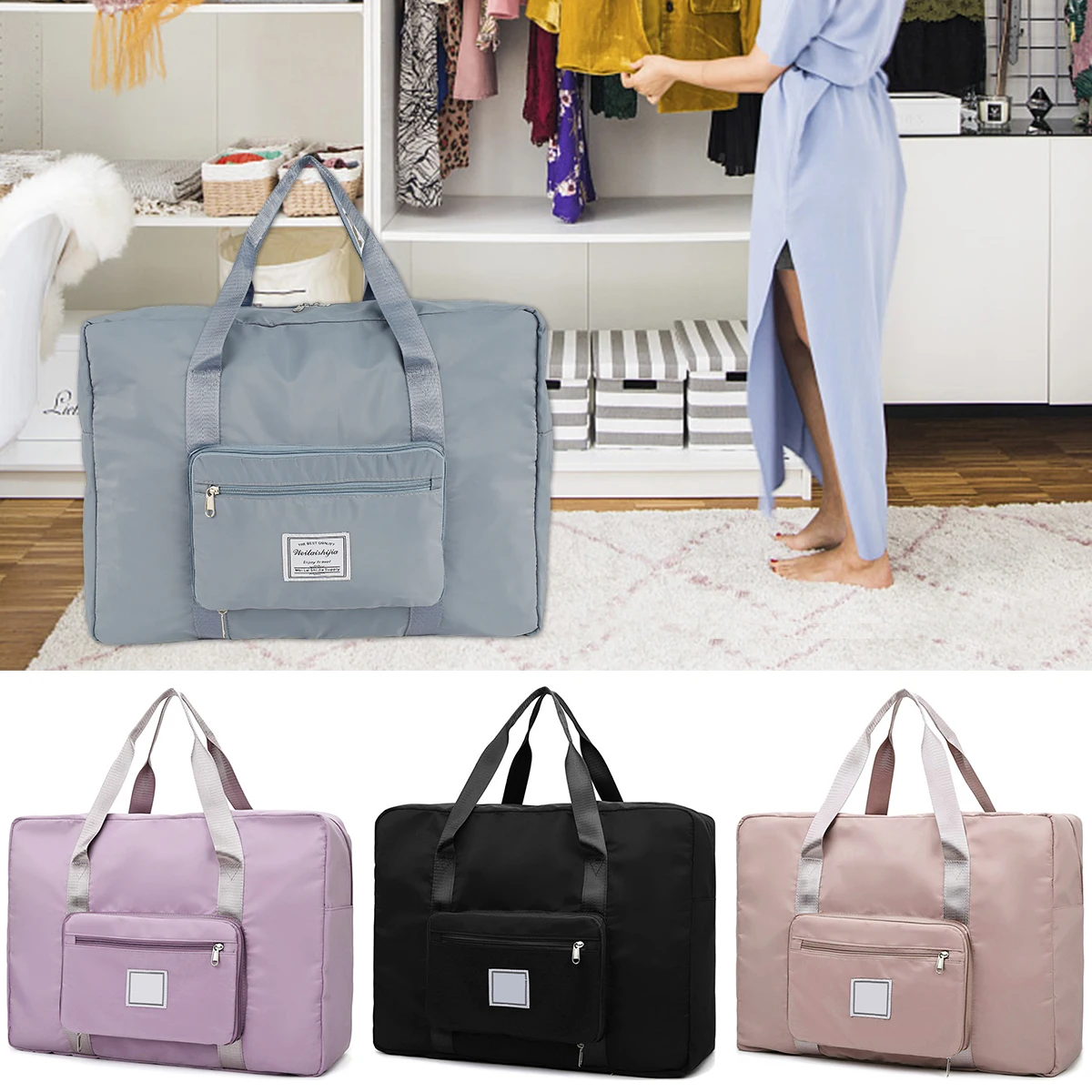 

Foldable Travel Bag Dry and Wet Separation Sports Gym Bag 15.7x20.8x7" Large Capacity Luggage Bag Waterproof Large Tote Bag