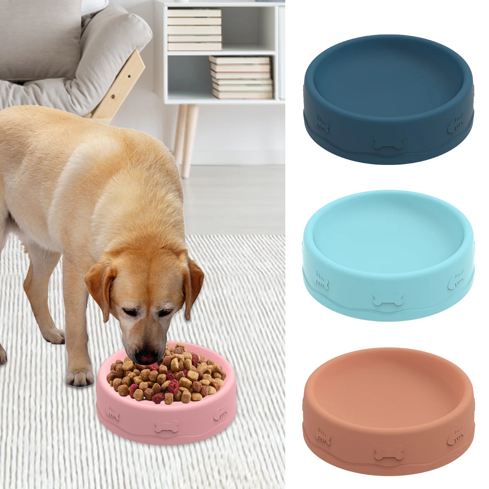 

Силиконовая миска для домашних питомцев, износостойкая и безвредная безопасная для собак, для медленного приготовления пищи, для щенков и к...