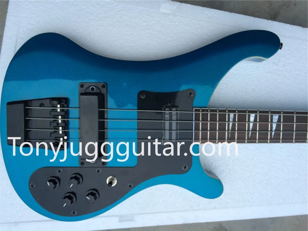 

Custom RIC 4 Strings Metallic Blue 4003 Electric Bass Guitar Black Hardware Triangle MOP Fingerboard Inlay Awesome China Guitars