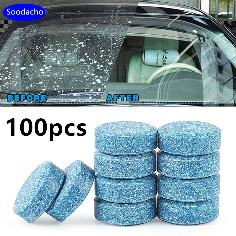 

20/40/100Pcs Car Solid Cleaner Effervescent Tablets Spray Cleaner Car Window Windshield Glass Cleaning Auto Accessories