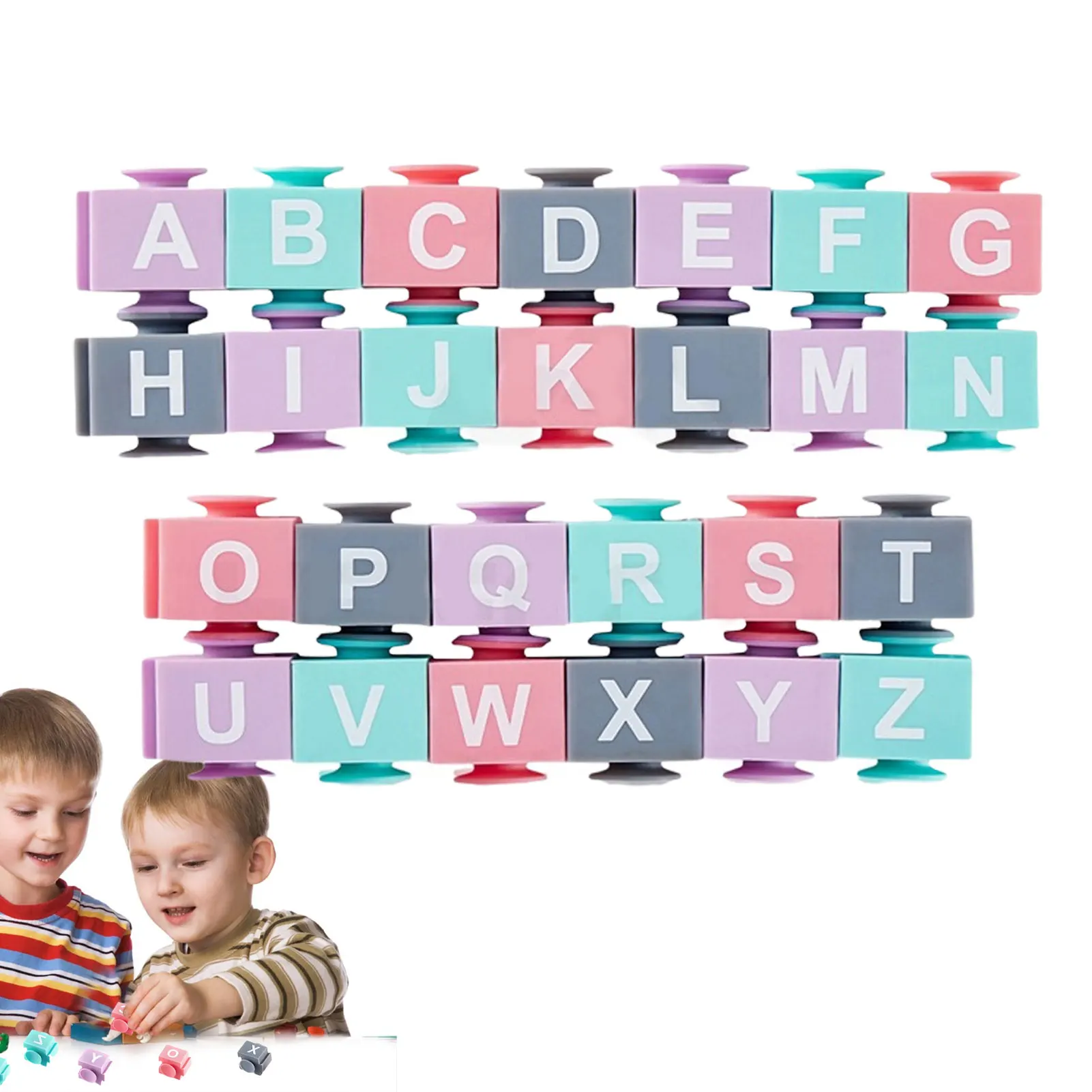 

Мягкие блоки на присоске, строительные блоки для малышей, Обучающие сжимаемые игры с цифрами или буквами в течение 6 месяцев и старше