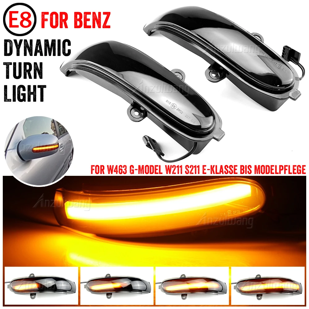 

2pcs Flashing Water Dynamic Blinker LED Turn Signal Side Mirror Light For Mercedes Benz C Class W203 W211 S203 CL203 2001-2007