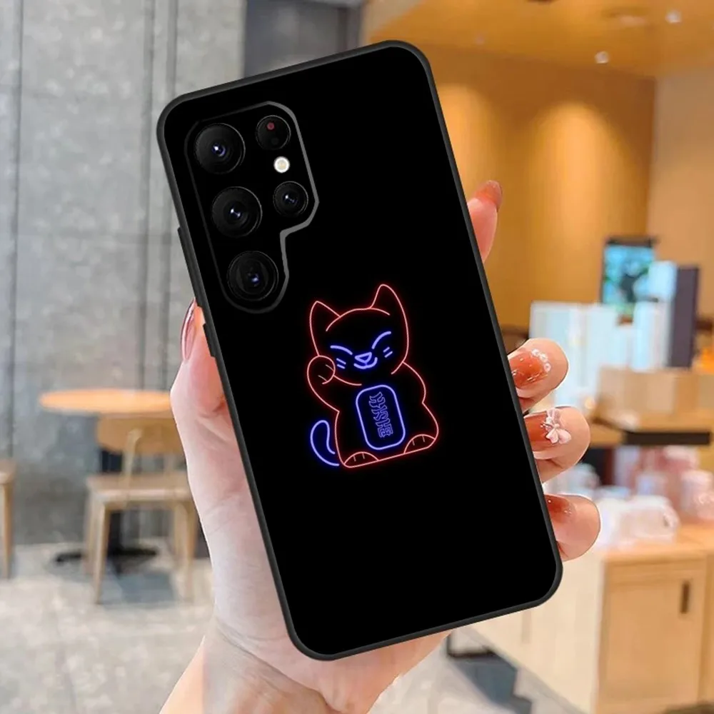 Чехол для телефона Maneki Neko Lucky Cat SamsungS23 S22 S21 S20 Ultra Pro S10 S30Plus S9 20lite Black Cover