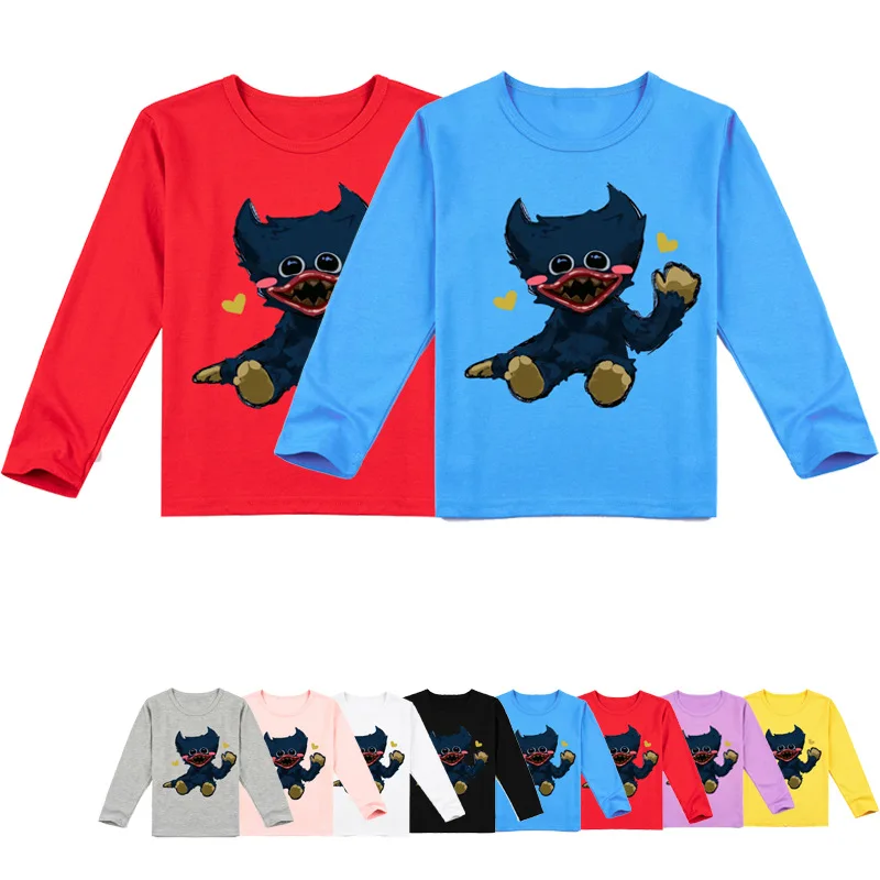 

New Game Poppy Playtime T Shirt Kids O-neck Long Sleeve Funny Teens Boys Huggy Wuggy Graphic Tees Girls Shirts Casual Streetwear