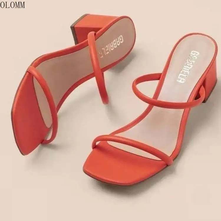 

2022 Women Summer Sandals Slippers Strange Heels Mules Women High-heeled Slippers Ladies Slip on Party Nightclub Slippers