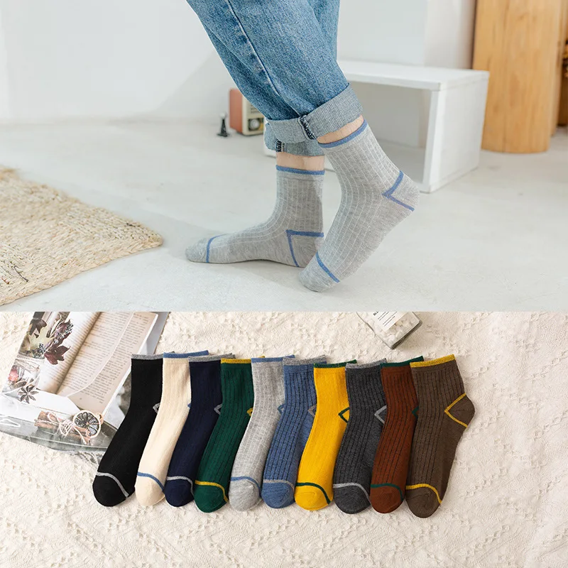 10 Pairs Pure Cotton Breathable Men's Socks Soft Mesh Sports High Quality Compression Four Seasons Socks Middle Tube Male Socks