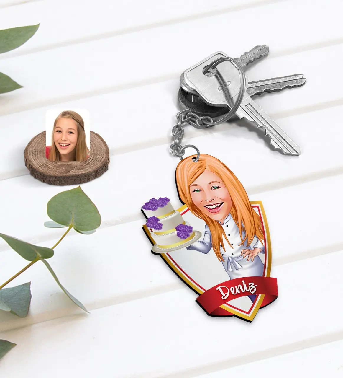 

Personalized Is Women Chef Caricature Of Wood Anahtarlık-2