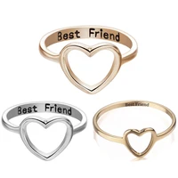 best friend womens rings mens heart cutout stacking style commitment rings simple design lettering friend rings jewelry gifts
