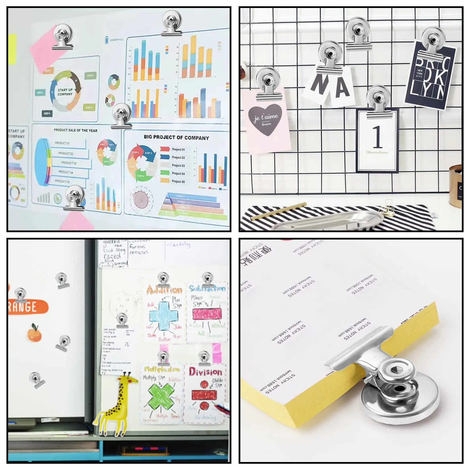 jące klipsy magnetyczne Wytrzymałe na magnesy lodówkę Magnesy tablicę Klipsy Metalowe bez zarysowań