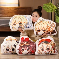 anime genshin impact game pillow plush toy cartoons anime game peripheral sofa cushion pillow diluc barbatos klee christmas gift