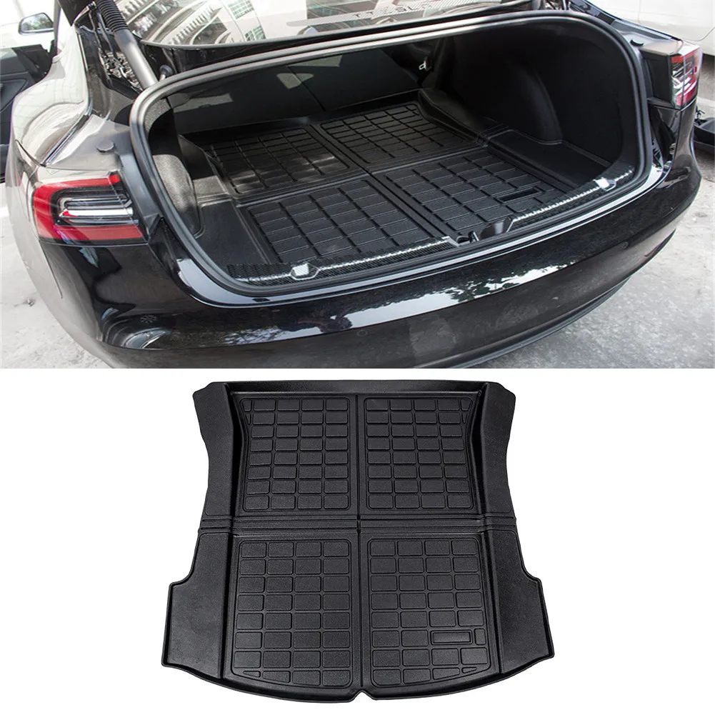 

Black Car Rear Trunk Storage Pad Cargo Pad For Model 3 2017-2021 Waterproof Rear Cargo Tray Trunk Floor Mat