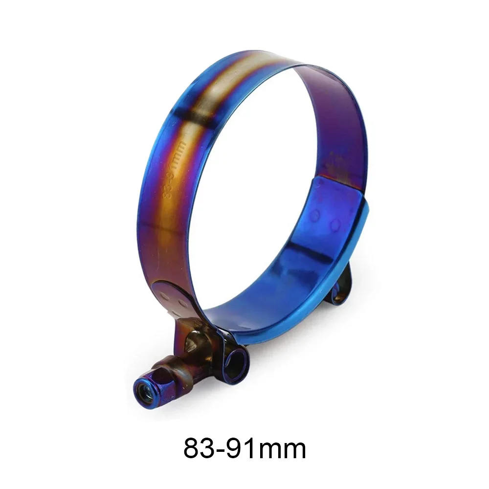 

Комплект стальных автомобильных хомутов для шлангов от 1,75 до 3,5 дюйма, универсальный Т-образный болт, регулируемый фиксирующий зажим для труб, хомут для шланга от 45 до 98 мм, титановый синий