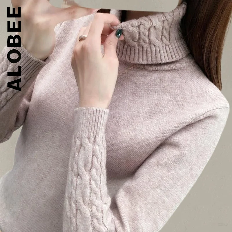 

Женский свитер-водолазка Alobee, модный вязаный популярный топ, Женский облегающий Шикарный джемпер, сексуальный базовый Женский трикотажный ...