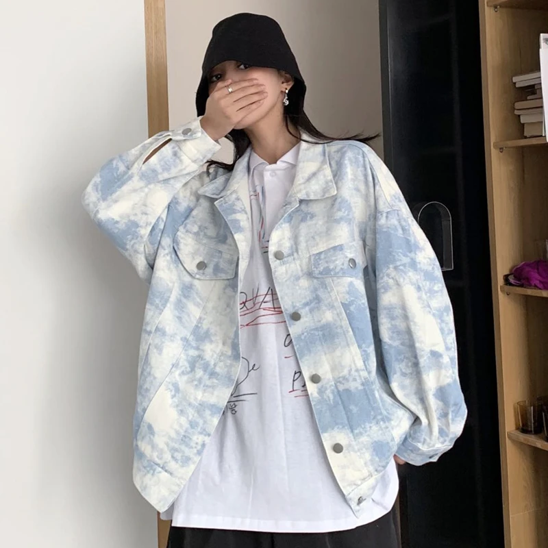 Модные женские джинсовые куртки крутые большого размера в стиле хип-хоп K-pop