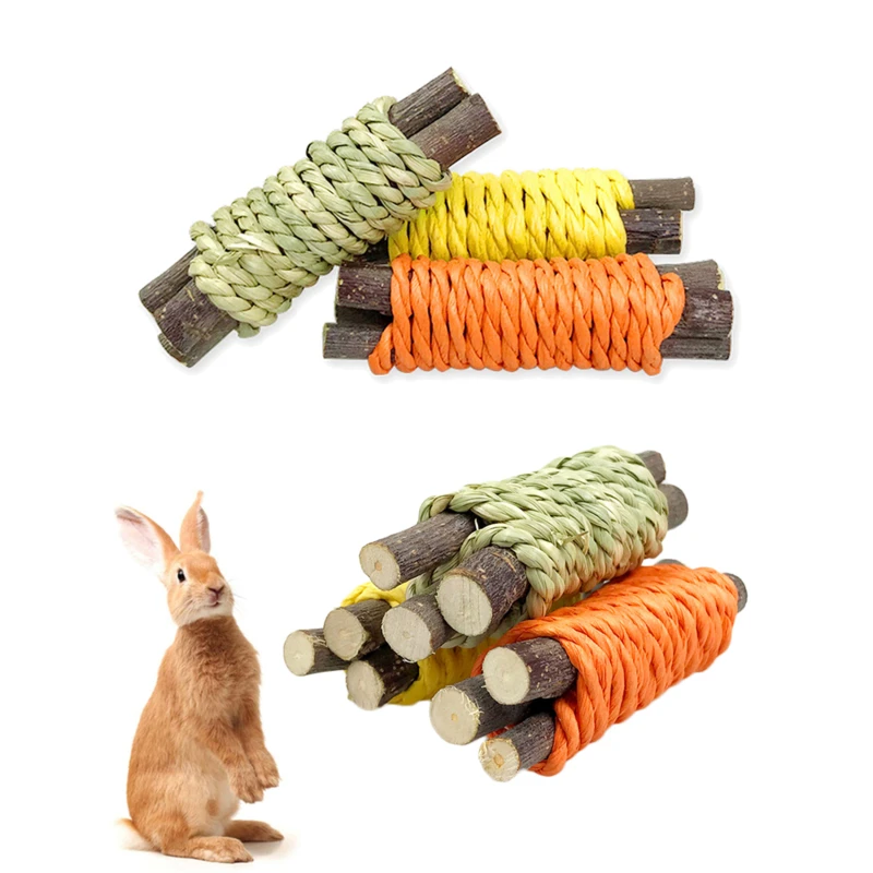 

Rabbit Chew Toy Organic Natural Apple Wood Grass Cake Pet Bunny Teeth Grinding Toy For Chinchilla Guinea Pigs Hamsters