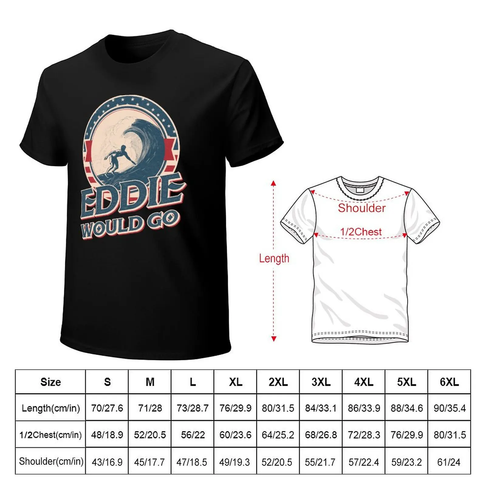 Фото Винтажная футболка Eddie Would Go Surfing Legend Surf Aikau, простая повседневная футболка с коротким рукавом. №2