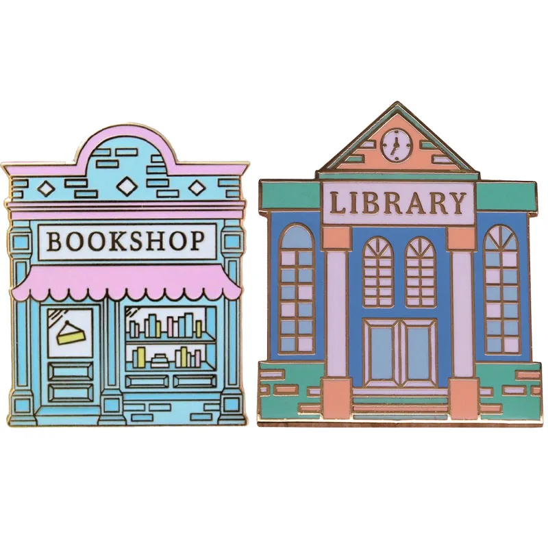 

Library Bookshop Readers Reading Lover Pin Enamel Brooch Alloy Metal Badges Lapel Pins Brooches Backpacks Jewelry Accessories