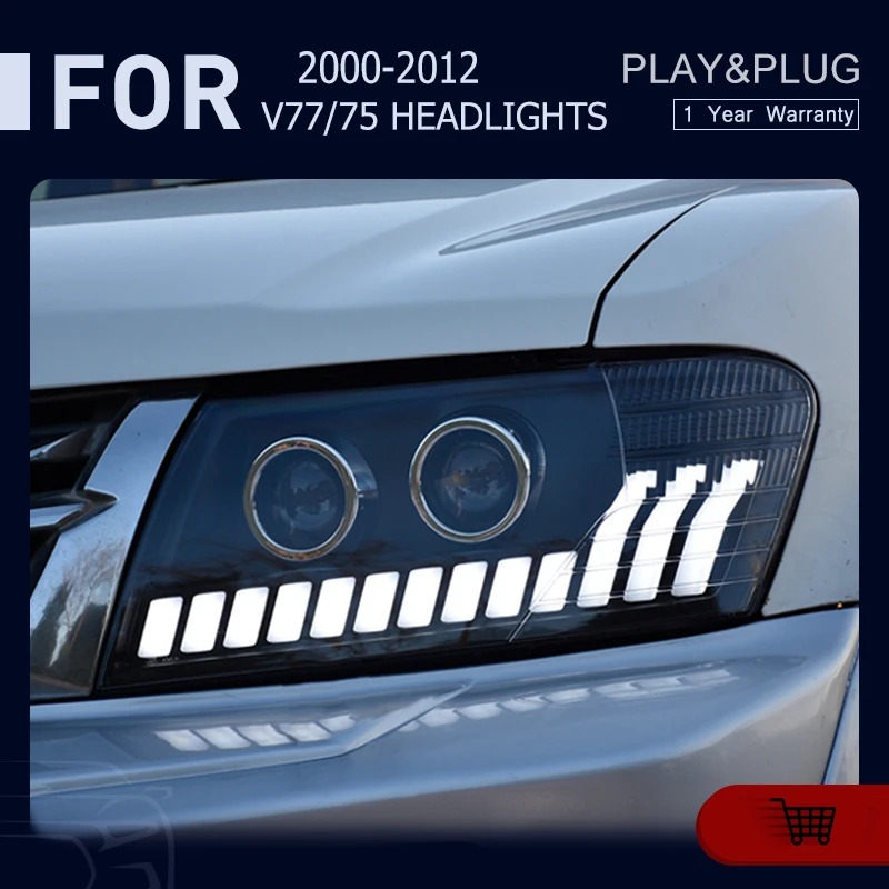 

Автомобильная модель для Mitsubishi Pajero V73 светодиодная фара проекционный объектив 2000-2012 Montero V75 V77 динамический сигнал DRL автостайлинг