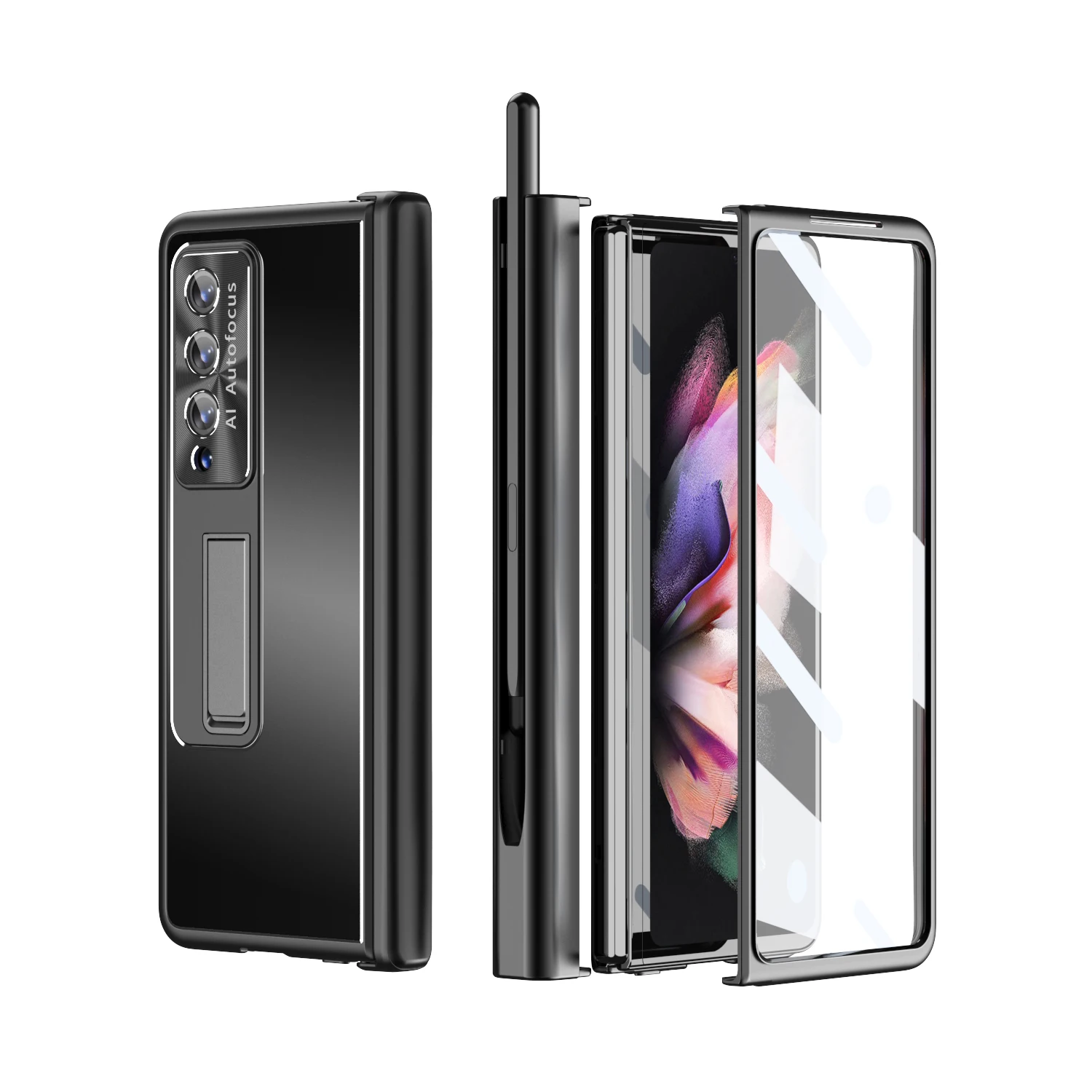 

For Galaxy Z Fold 3 4 5G Case Aluminum Alloy Case with S Pen Solt Business Magnetic Hinge Cover Protection for Fold4 Hard Case