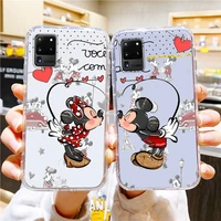disney mickey minnie mouse phone case for samsung a73 a70 a20 a10 a8 note 20 10 9 ultra lite f23 m52 m21 j8 j7 j6 transparent