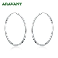 925 silver 355060mm hoop earring for women fashion jewelry gift