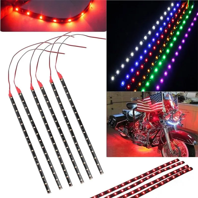

6PCS Waterproof 15 SMD DC 12V Motor LED Strip Underbody Light For Car Motorcycle