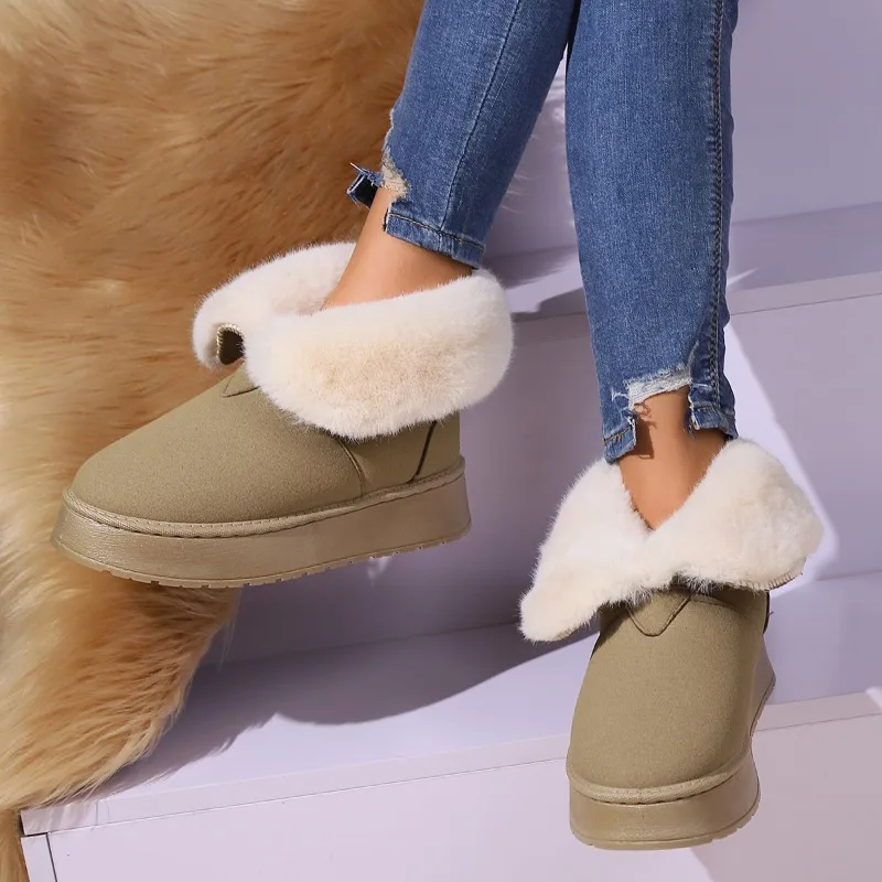 

Women's Warm Sleeve Boots 2023 Winter Designer Fleece To Keep Warm Solid Platform Shoes Female Short Barrel Low Heel Snow Boots