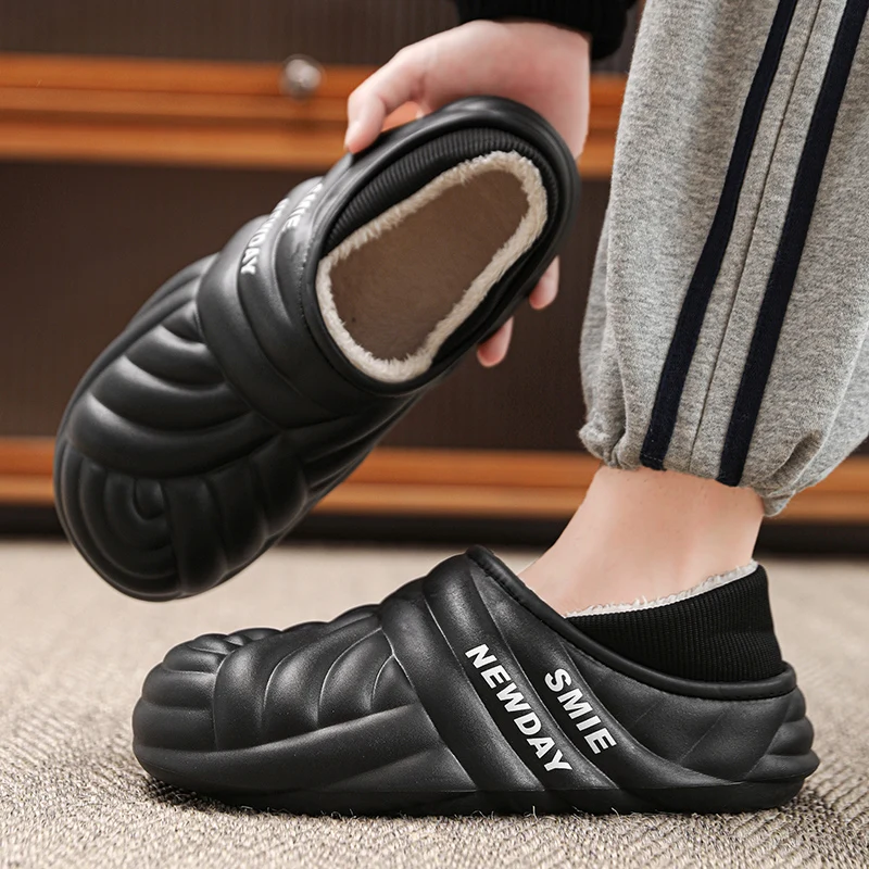 

Мужские и женские зимние тапочки, водонепроницаемые теплые кроссовки без шнуровки, плюшевая домашняя обувь на толстой платформе, нескользящая обувь, 2024