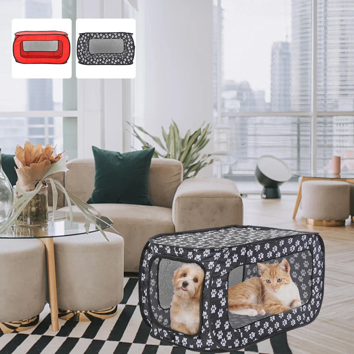 

Folding Pet Tent House Rectangular Pet Tent Portable Folding Dog Cage 600D Oxford Cloth Pet Playpen Durable Indoor Outdoor Pet