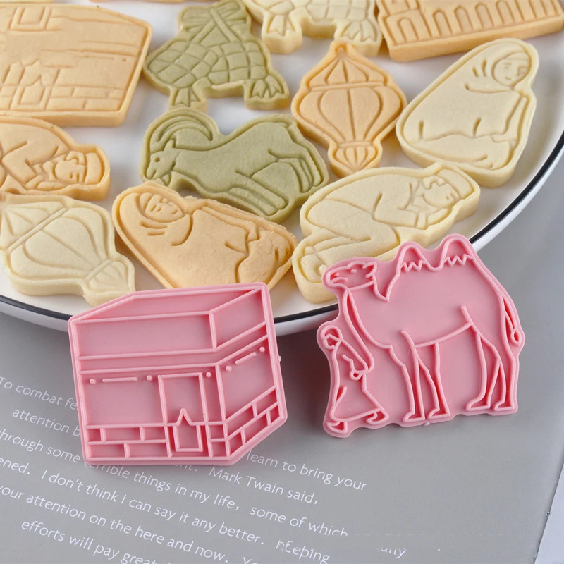 8 Teile/satz Ramadan Eid Mubarak Keks Mold Cutter 3D Kunststoff Cookies Fondant Drücken Backform Ramadan Kareem Party Decor