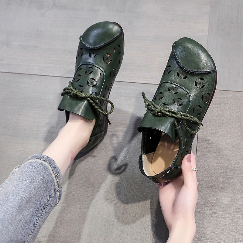 

Женские нескользящие сандалии ручной работы, мягкие босоножки на плоской подошве, повседневная обувь большого размера, новинка 2023