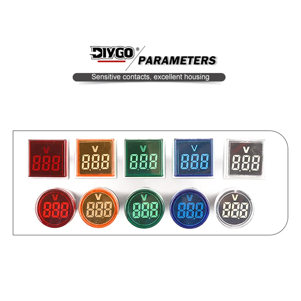 22 мм круглый/квадратный тип мини-цифровой вольтметр переменного тока 20-500 В вольт