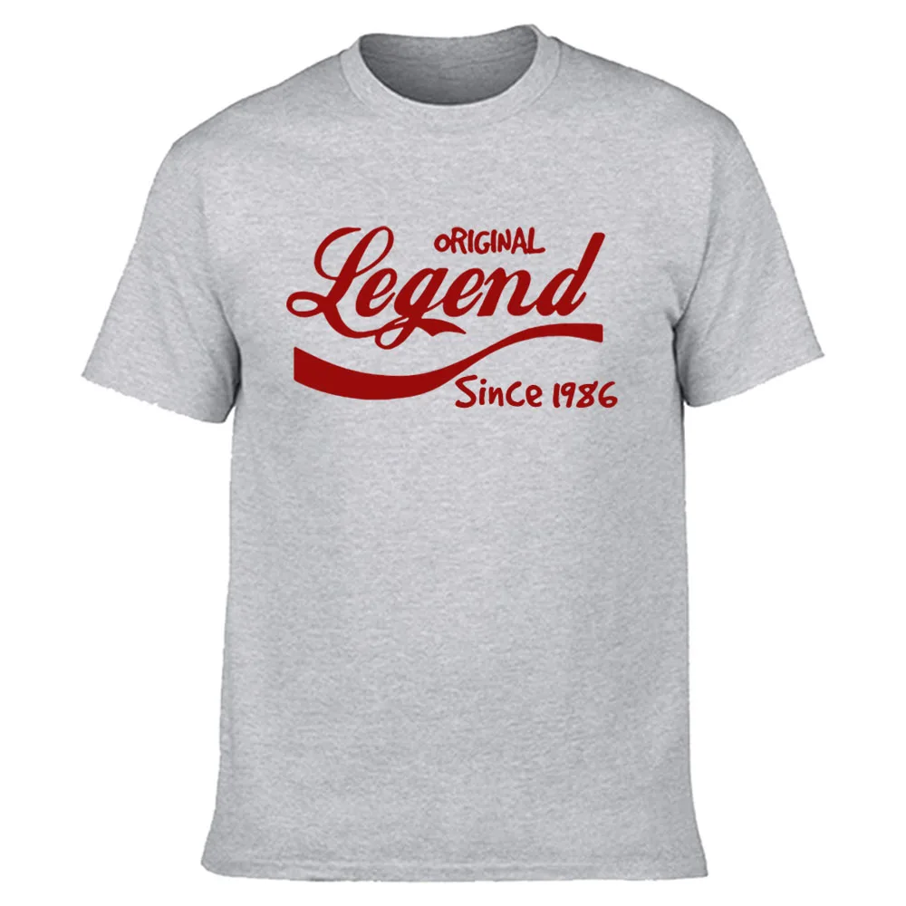 

Fashion Legend Since 1986 T-Shirt Funny Birthday Gift Top Dad Husband Brother Cotton Tshirt Men Clothing Short Sleeve Tops Tees