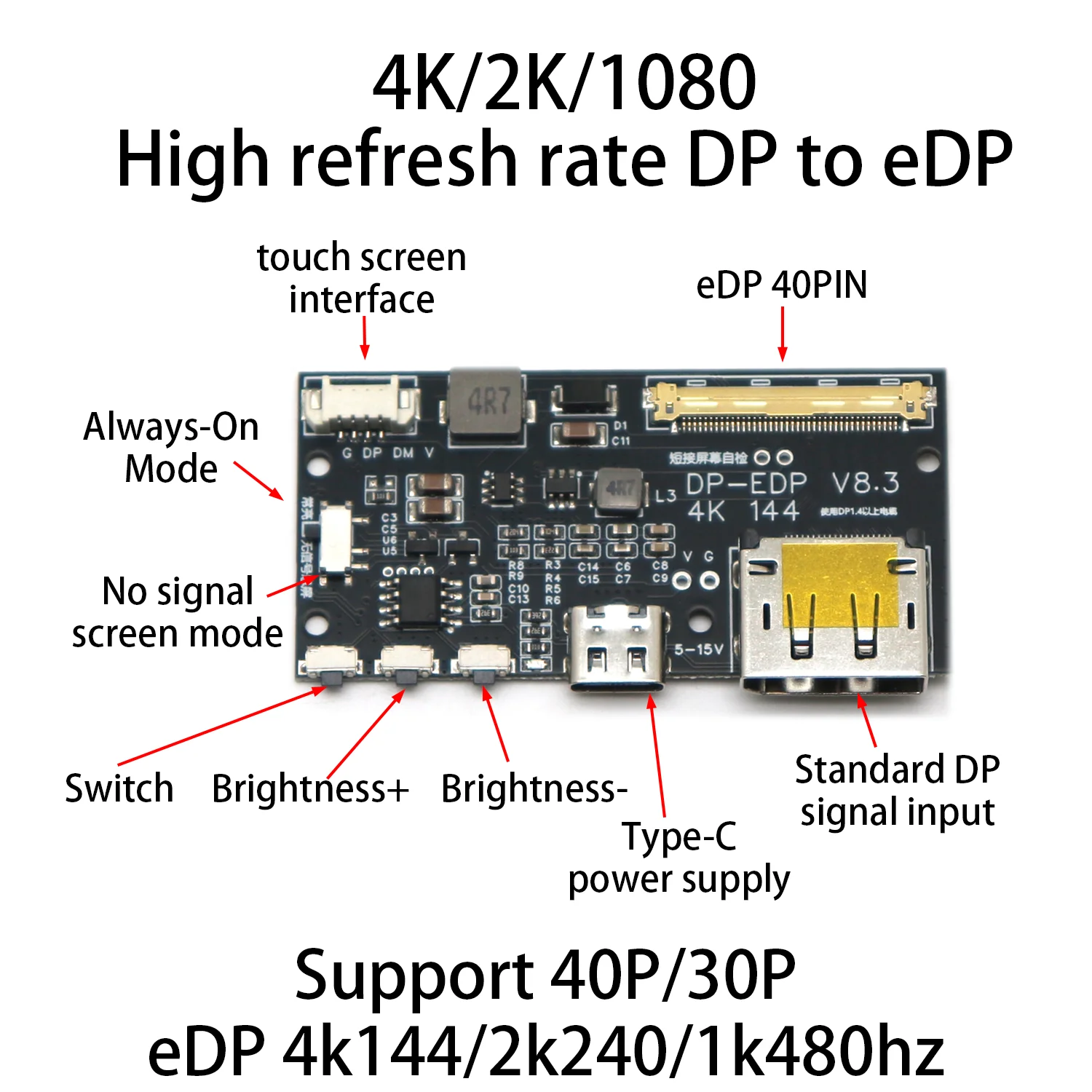 Фото Плата-адаптер DP-EDP 4K 144 Гц 2K 240 Гц, модуль контроллера драйвера ЖК-дисплея для панели монитора, комплект для самостоятельной модернизации №2