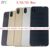 rear door battery cover with middle frame sim tray for iphon x xs max back cover with camera lens logo repair parts