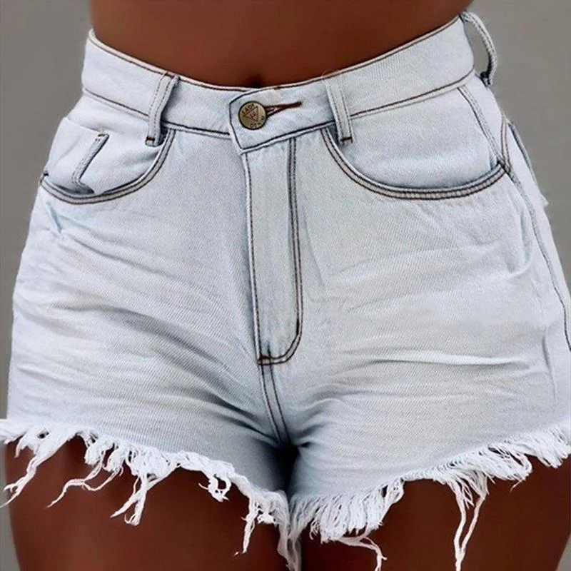 Women Summer Vintage High Waist Tassel Casual Beach Shorts Sexy Skinny Slim Denim Bike Short Jeans Ladies 2021 Casual Streetwear
