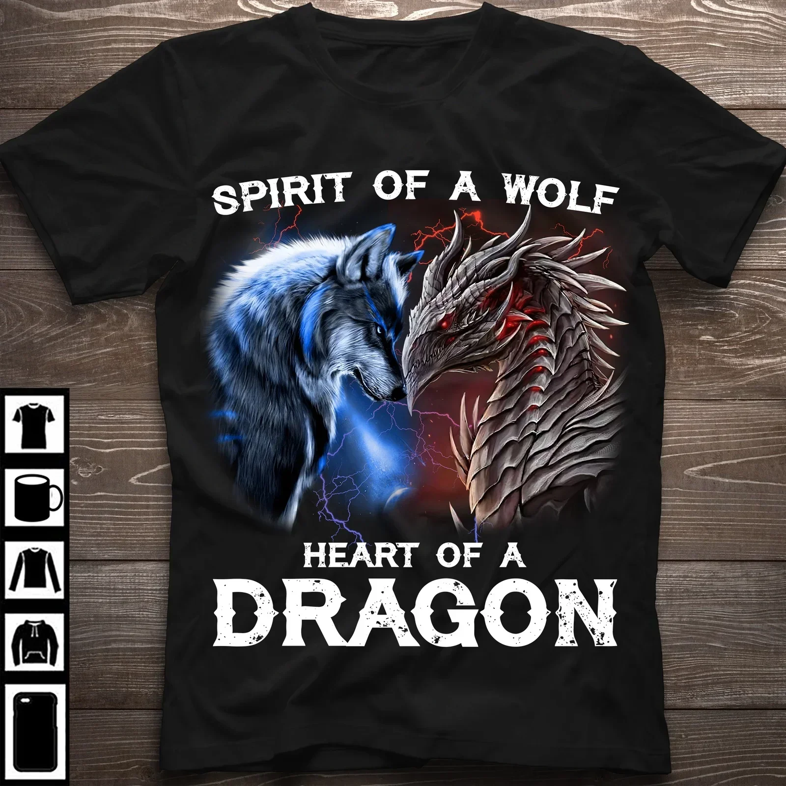 Футболка Spirit of A Wolf Heart Dragon 100% хлопок с круглым вырезом летняя повседневная