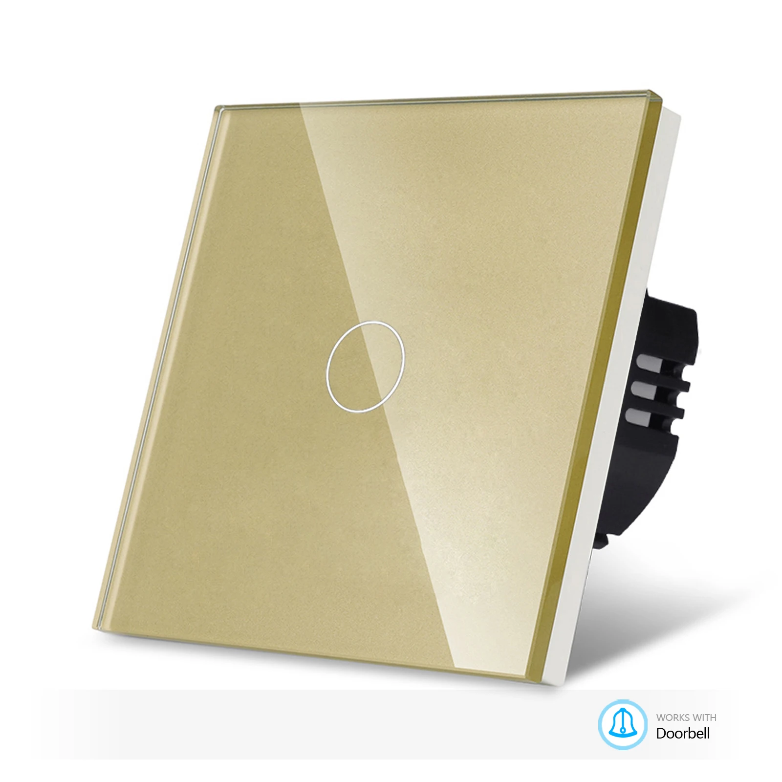 

Сенсорный дверной звонок Tawoia, европейский стандарт, стеклянная панель, светодиодная подсветка, 1 клавиша, переключатель, 86*86 мм, для домашнего ремонта