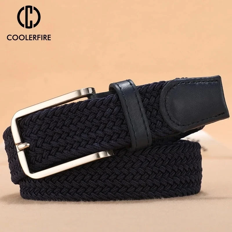

Men Women Casual Knitted Belt Woven Canvas Elastic Expandable Braided Stretc Belts Plain Webbin strap
