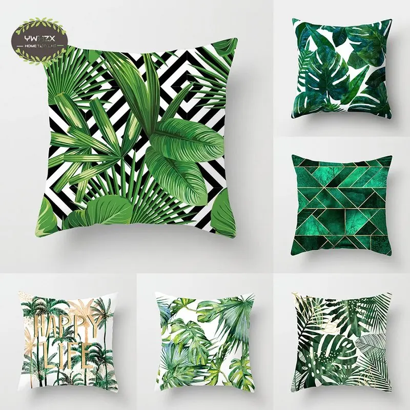 

Tropical Leaf Pillow Case Cactus Monstera Print Pillowcases Peach Skin Throw Pillows Sofa Bed Home Decor Car Sofa Cushion Cover